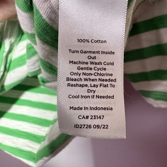Talbots Green and White Striped Tee - Picture 4 of 5